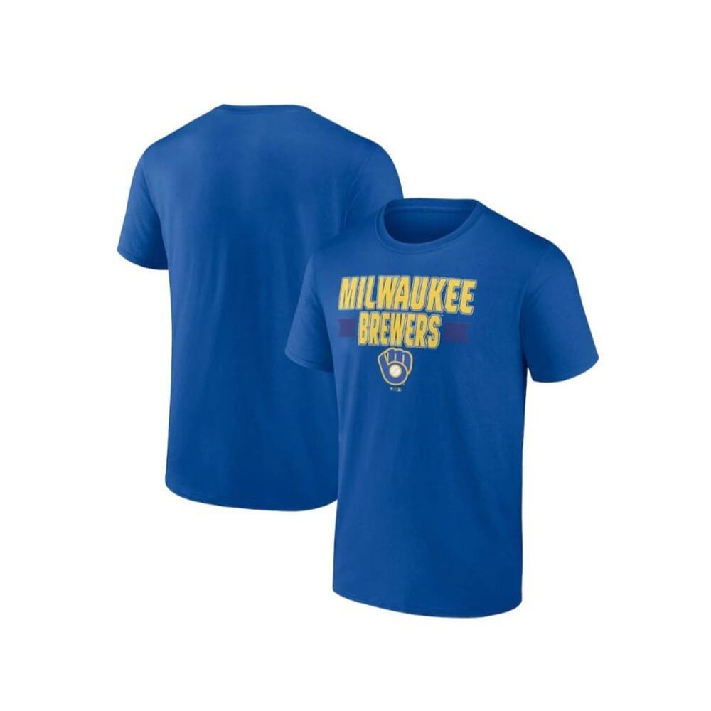 Fanatics Men's T-Shirt Milwaukee Brewers MLB Short Sleeve Blue Size XL